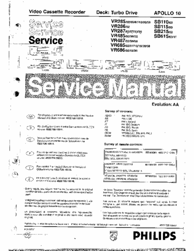 PHILIPS VR285, VR485, VR487, VR685 S.MANUAL